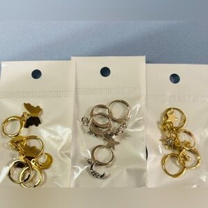 Mini Charm Hoop Earring Set - Gold & Silver Moon, Star, Butterfly